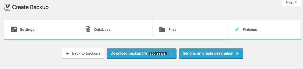 Download WordPress backup zip file