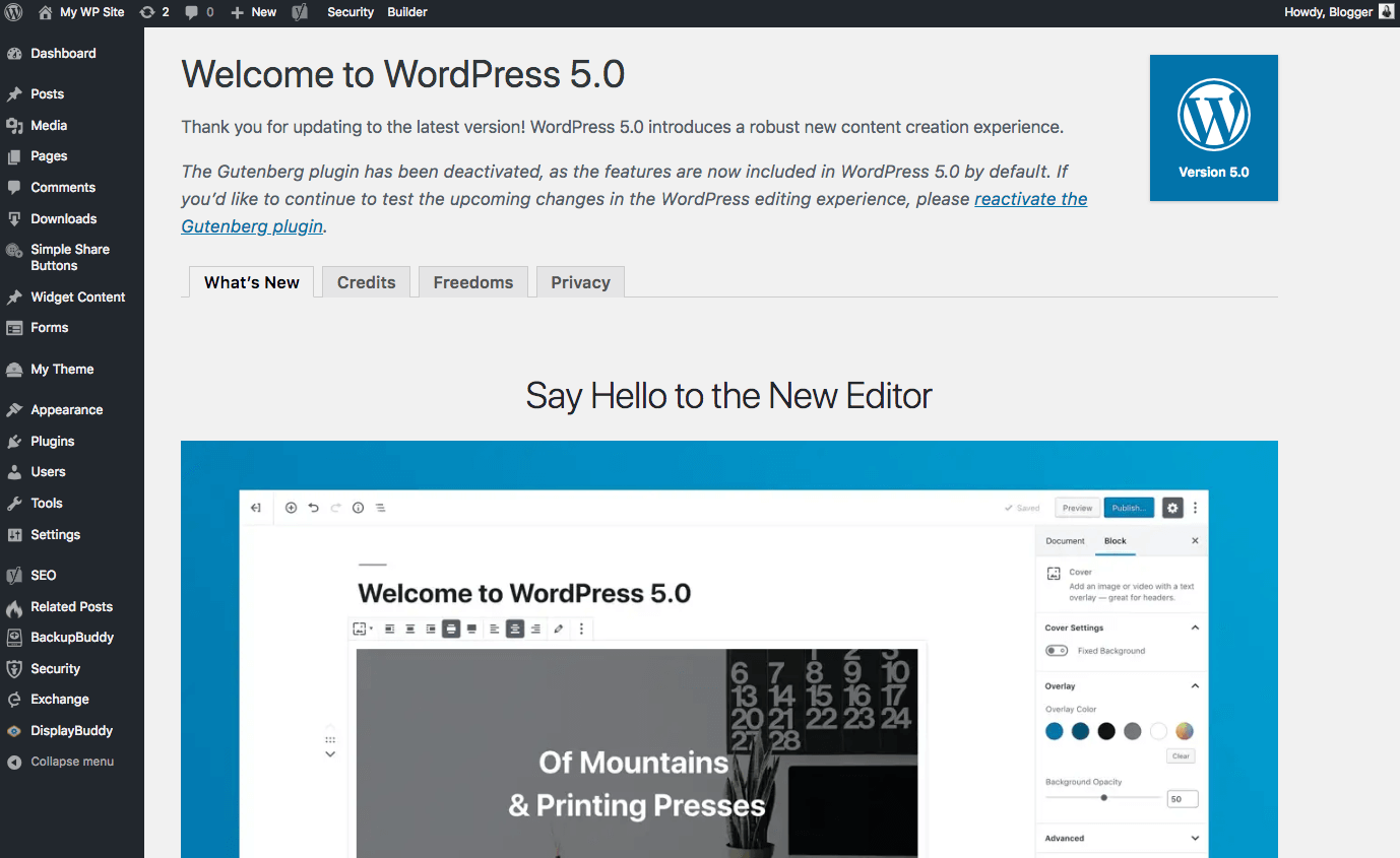 wordpress 5.0 welcome