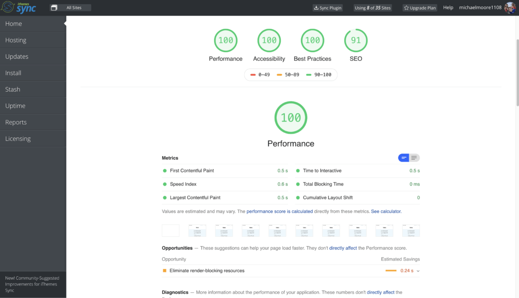 Sync Page Speed Results Overview