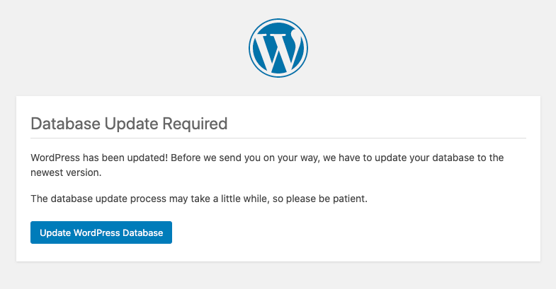 WordPress 5.6 Database Update Required 