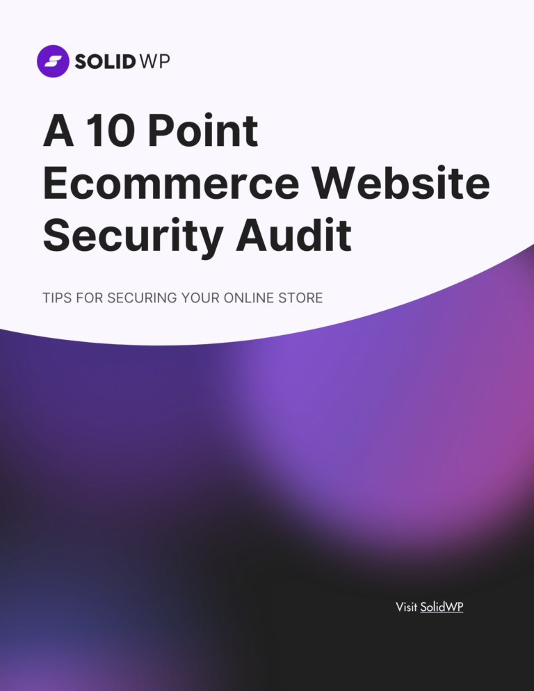 Guide Cover: 10 Point Ecommerce Website Security Audit + Tips for securing your online store. 