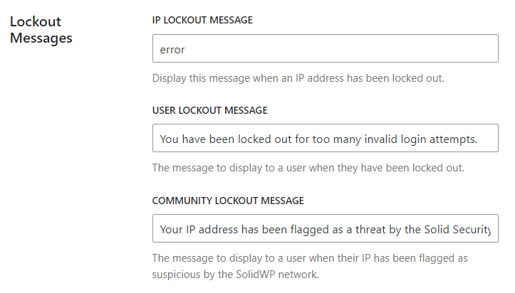Configuring lockout messages in Solid Security&rsquo;s firewall