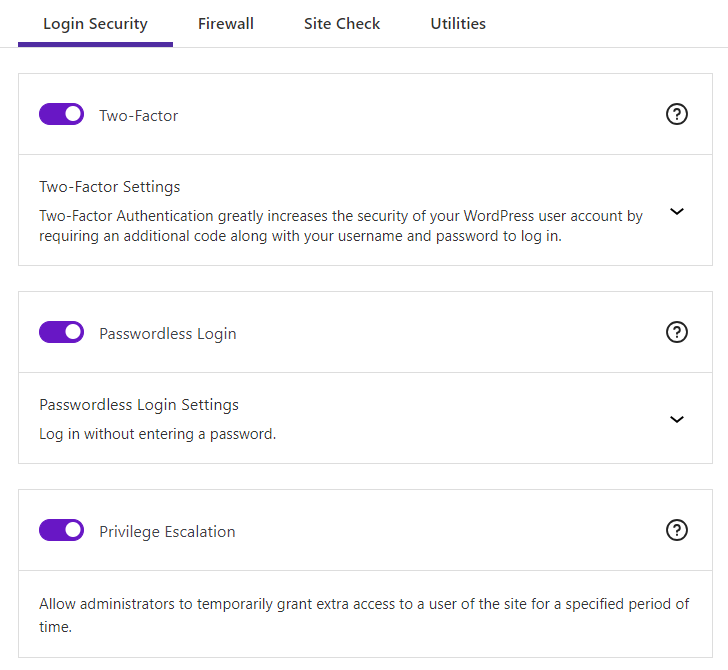Configuring 2FA options
