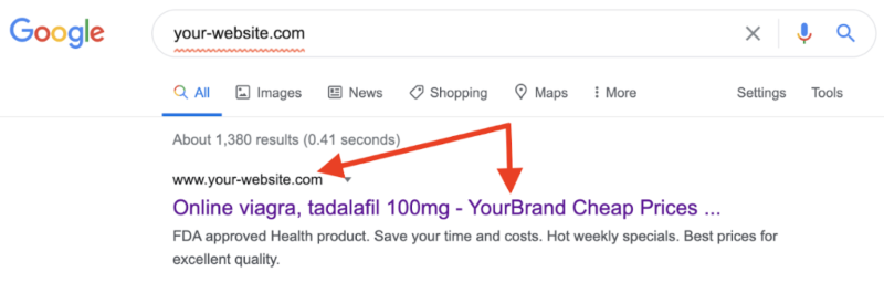 Example of the pharma SEO spam hack