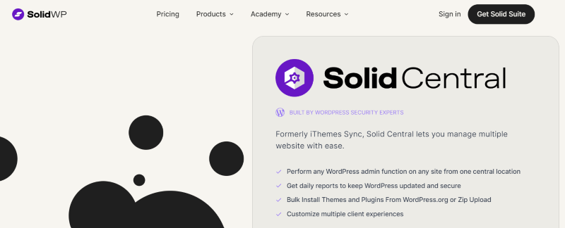 Solid Central homepage