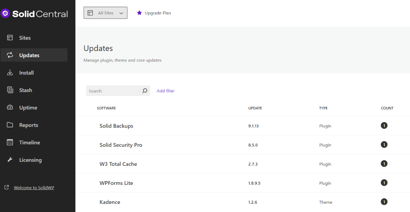 Unlocking Better Workflow: Managing Multiple WordPress Sites 6 Solid Central’s Updates feature