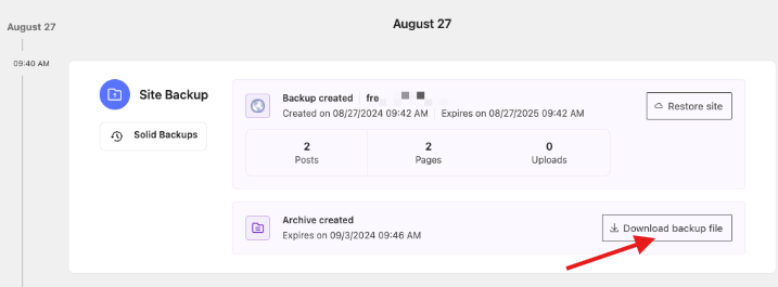 Downloading a backup file to upload to Dropbox