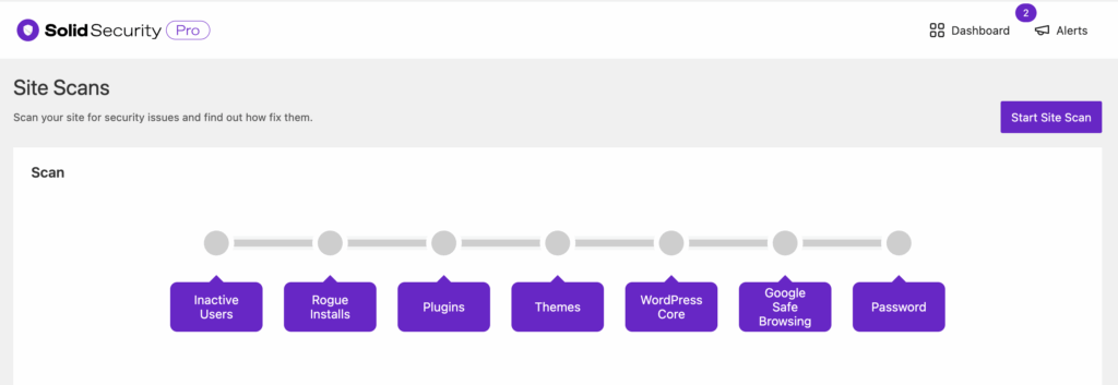 Solid Security&rsquo;s site scan feature