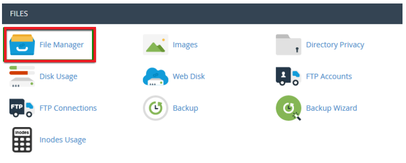 File Manager feature seen in the cPanel control panel