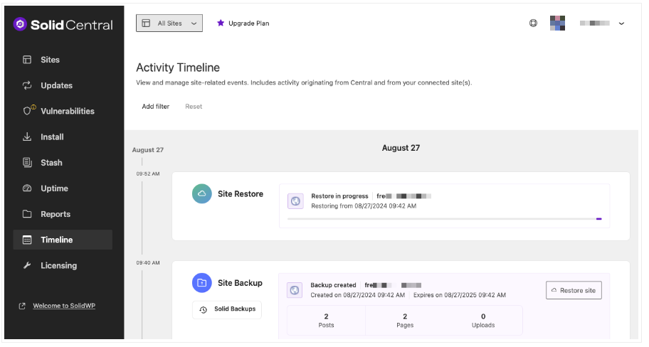 Monitoring the restore process