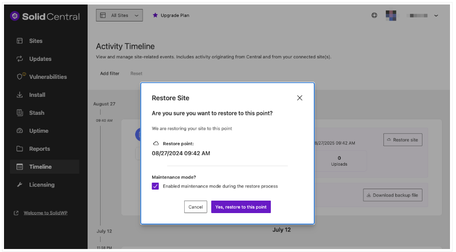 Restoring a backup with Solid Backups &mdash; NextGen