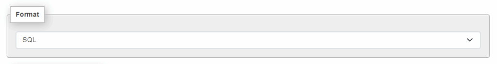 Selecting SQL as the format for importing using phpMyAdmin.