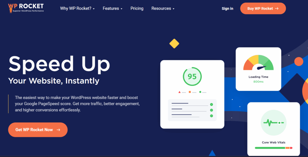 WP Rocket homepage