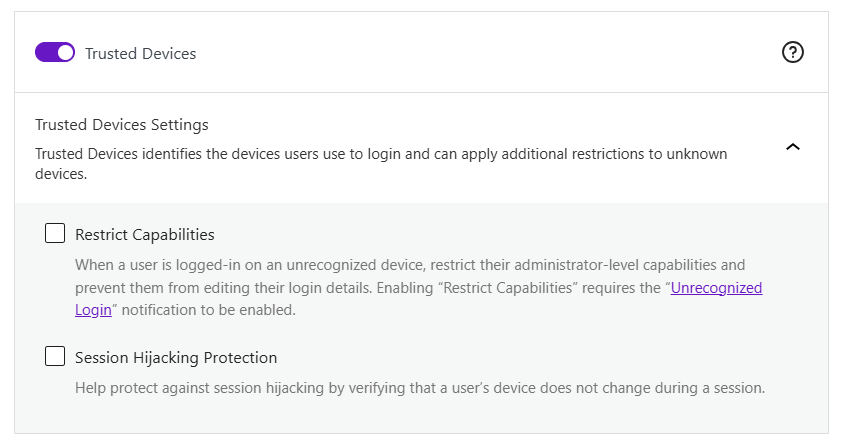 Trusted Devices feature