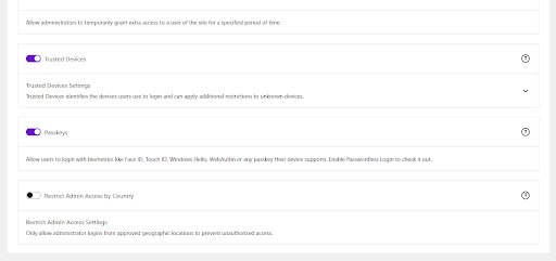 Restrict Admin Access toggle located in the Solid Security settings panel.